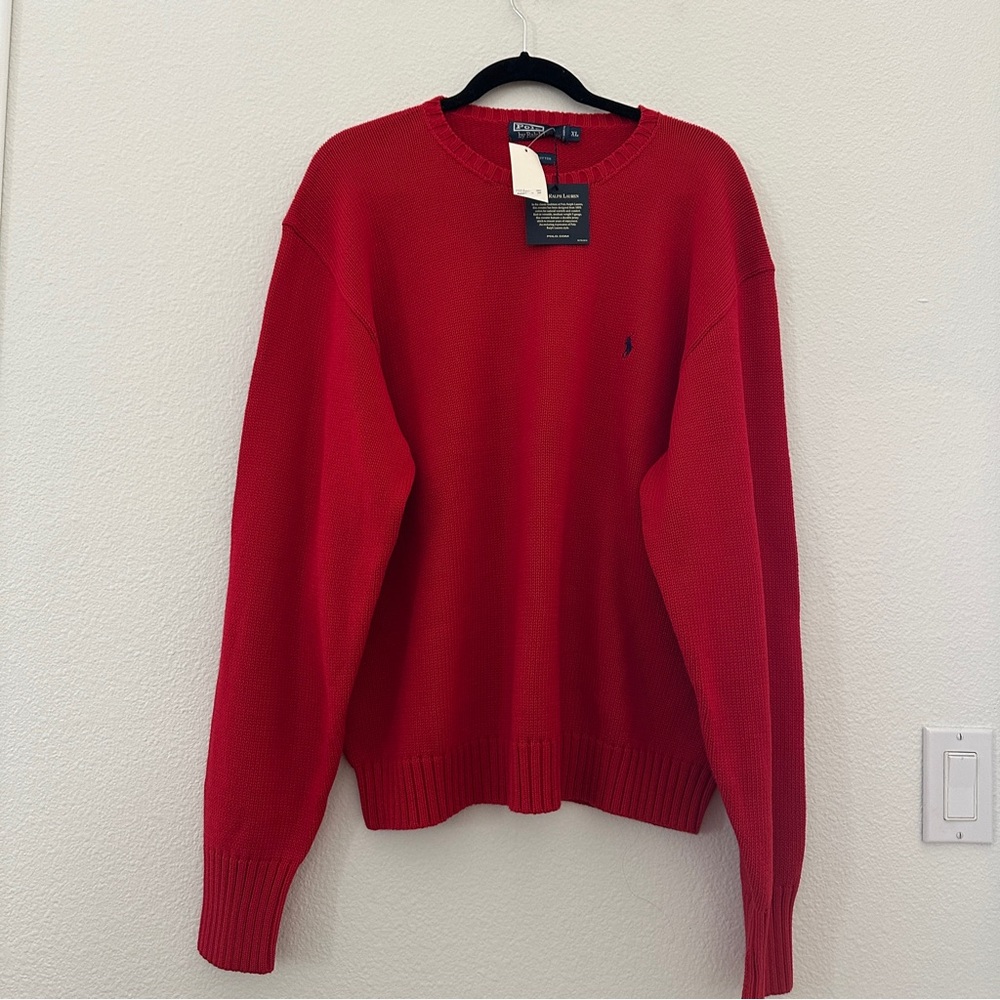 Polo by Ralph Lauren Men's Vibrant Red Crewneck Knit Sweater